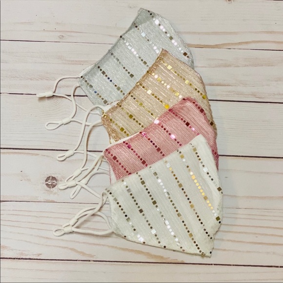 Bundle Of 8 Mesh Sequined Adjustable Face Masks - Picture 3 of 6